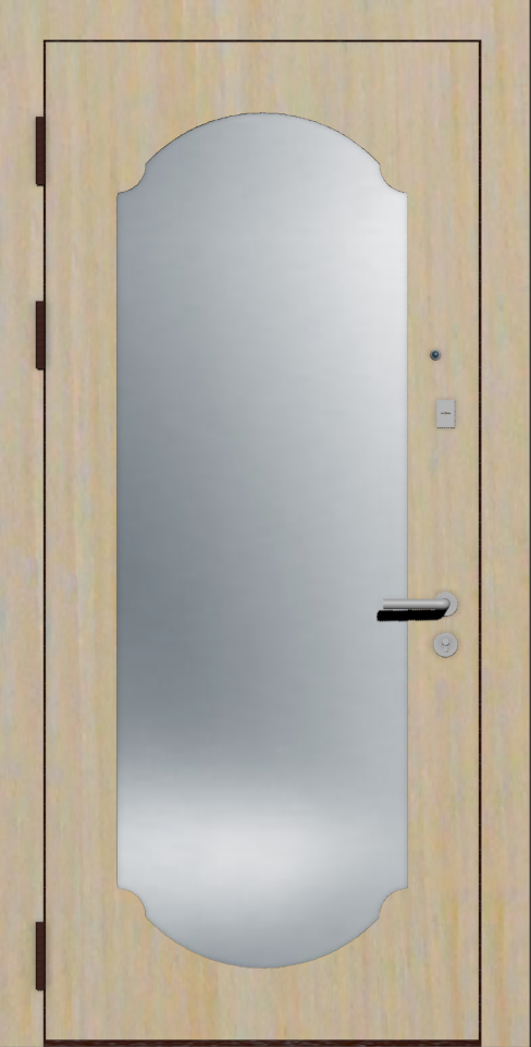 Входная дверь с зеркалом шпон беленый дуб